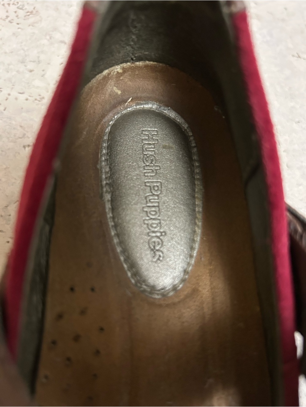 Red Hush Puppies Mary Jane’s with Brown Strap - Picture 4 of 5